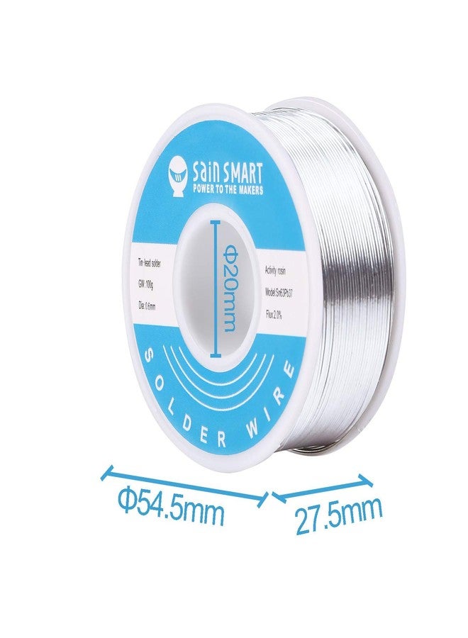 ساين سمارت سلك لحام SainSmart 0.6 مم 63/37 قصدير/رصاص Sn63Pb37 مع قلب من الراتنج المتدفق للحام الكهربائي (100 جم / 0.22 رطل) - Image 3